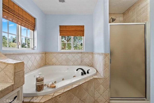 553 Well Rd, Templeton, CA 93465 - bathroom featuring a stall shower, a tub with jets, and vanity