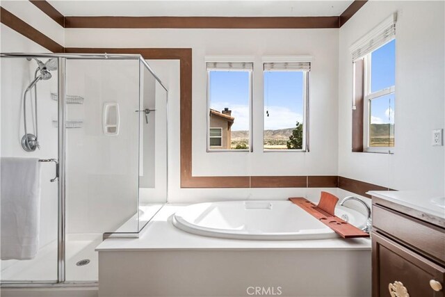 43145 62nd St W, Lancaster, CA 93536 - full bath with a shower stall, vanity, and a garden tub