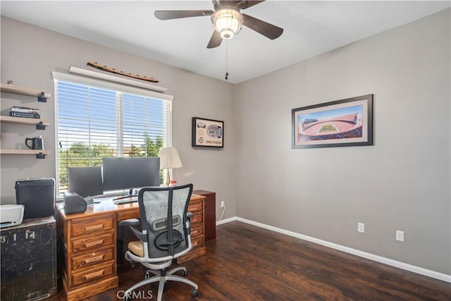 43145 62nd St W, Lancaster, CA 93536 - office space with dark wood finished floors and a ceiling fan
