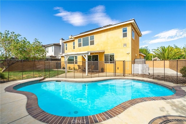 43145 62nd St W, Lancaster, CA 93536 - view of swimming pool featuring a fenced backyard, a patio, and a pergola