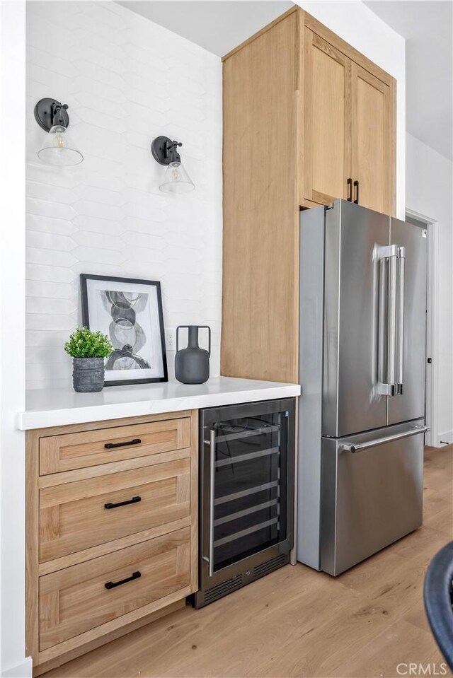 2102 Marshallfield Ln Unit B, Redondo Beach, CA 90278 - indoor dry bar with high quality fridge, wine cooler, and light wood finished floors