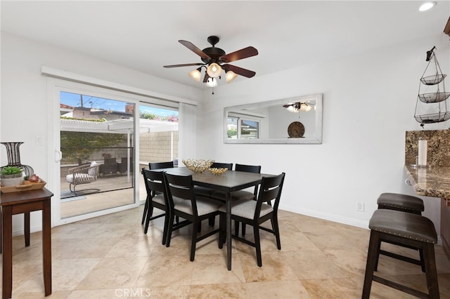 1907 W 235th Pl, Torrance, CA 90501 - dining room featuring a ceiling fan and baseboards