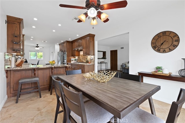 1907 W 235th Pl, Torrance, CA 90501 - dining area featuring a ceiling fan, recessed lighting, and light tile patterned floors