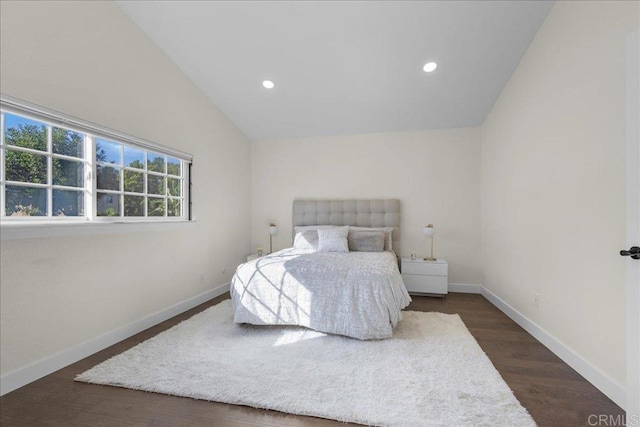 9858 Via Caceres, San Diego, CA 92129 - bedroom featuring vaulted ceiling, wood finished floors, and recessed lighting