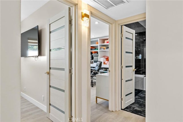 9436 Via Monique, Burbank, CA 91504 - corridor featuring wood finished floors and an office area