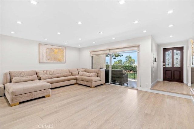 9436 Via Monique, Burbank, CA 91504 - living room featuring light wood finished floors and recessed lighting