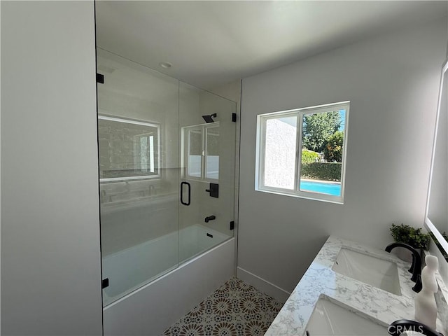 17532 Hamlin St, Lake Balboa, CA 91406 - full bathroom with enclosed tub / shower combo and double vanity