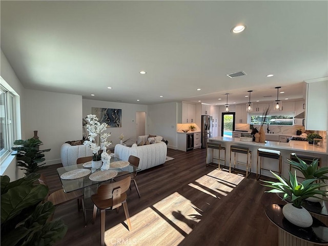 17532 Hamlin St, Lake Balboa, CA 91406 - dining area featuring recessed lighting and dark wood-style floors