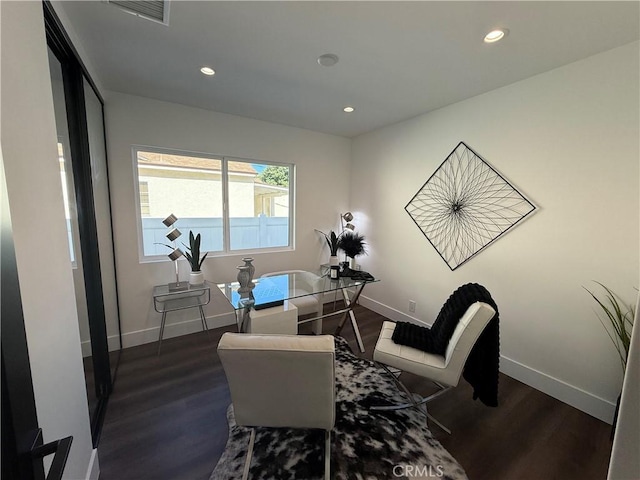 17532 Hamlin St, Lake Balboa, CA 91406 - office featuring dark wood finished floors and recessed lighting