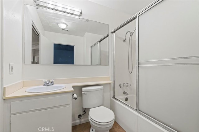 18165 Sundowner Way Unit 914, Canyon Country, CA 91387 - full bathroom with vanity, combined bath / shower with glass door, and tile patterned floors
