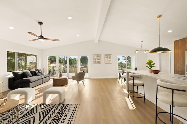 835 Cathy Ln, Cardiff By The Sea, CA 92007 - living room with ceiling fan, light wood-style flooring, and recessed lighting