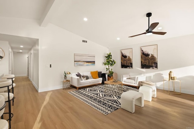 835 Cathy Ln, Cardiff By The Sea, CA 92007 - living room with wood finished floors, a ceiling fan, and recessed lighting
