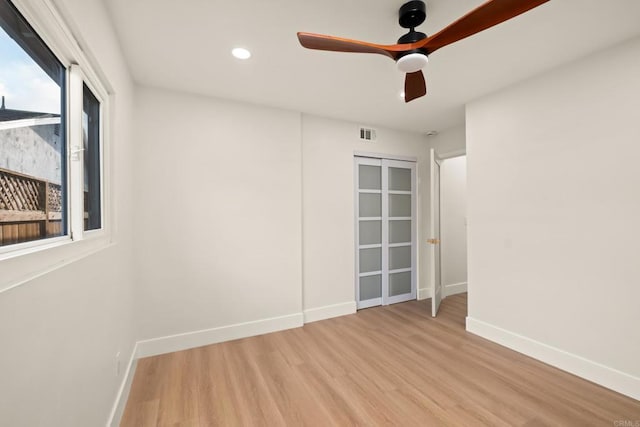 835 Cathy Ln, Cardiff By The Sea, CA 92007 - unfurnished room featuring light wood-type flooring, ceiling fan, and recessed lighting