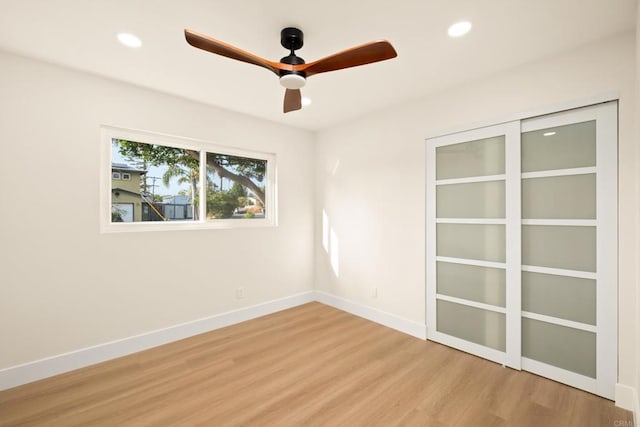 835 Cathy Ln, Cardiff By The Sea, CA 92007 - spare room with light wood finished floors, ceiling fan, and recessed lighting