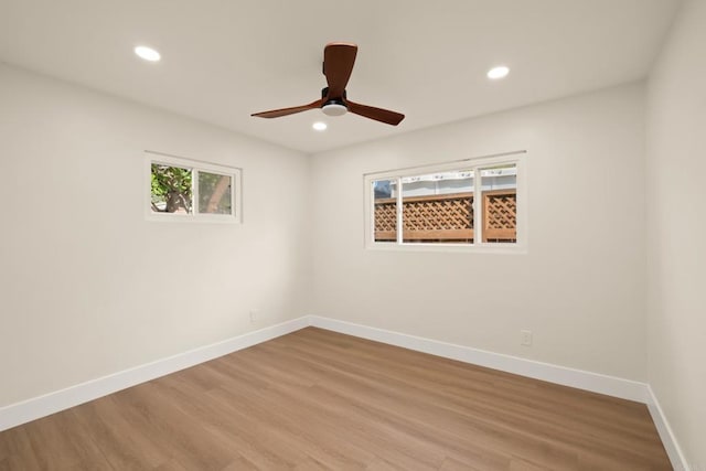 835 Cathy Ln, Cardiff By The Sea, CA 92007 - empty room with recessed lighting, light wood-style flooring, and a ceiling fan