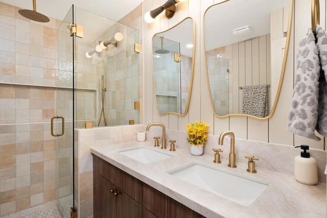 835 Cathy Ln, Cardiff By The Sea, CA 92007 - full bathroom featuring a shower stall and double vanity
