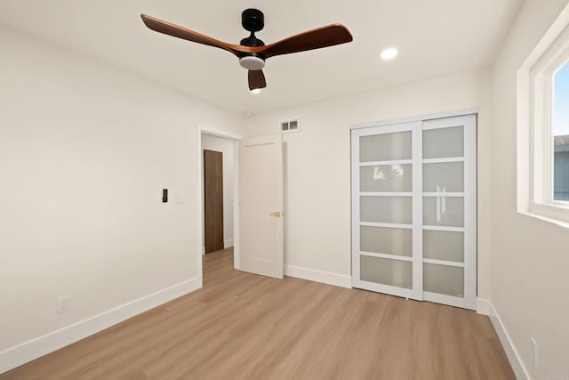 835 Cathy Ln, Cardiff By The Sea, CA 92007 - spare room with light wood finished floors, a ceiling fan, and recessed lighting