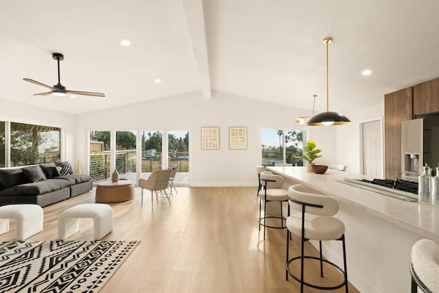 835 Cathy Ln, Cardiff By The Sea, CA 92007 - living area with ceiling fan, healthy amount of natural light, light wood-style floors, and recessed lighting