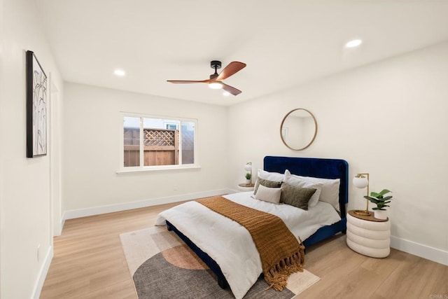 835 Cathy Ln, Cardiff By The Sea, CA 92007 - bedroom with light wood finished floors, recessed lighting, and ceiling fan