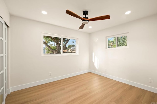 835 Cathy Ln, Cardiff By The Sea, CA 92007 - spare room with plenty of natural light, light wood-type flooring, a ceiling fan, and recessed lighting