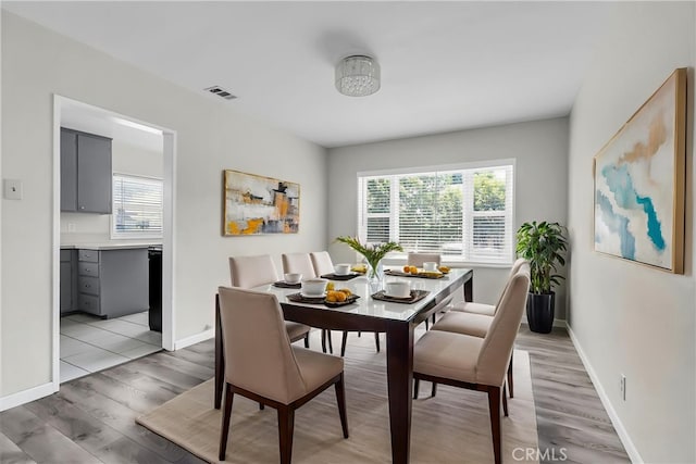 6017 Brockton Ave, Riverside, CA 92506 - dining area featuring light wood-style floors and baseboards