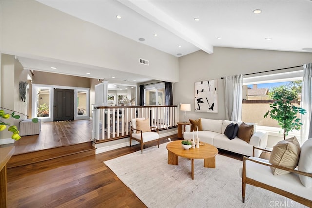 7543 E Twinleaf Trl, Orange, CA 92869 - living area with radiator, hardwood / wood-style flooring, and recessed lighting