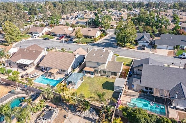 12356 Thistle Dr, Rancho Cucamonga, CA 91739 - aerial perspective of suburban area featuring a pool area