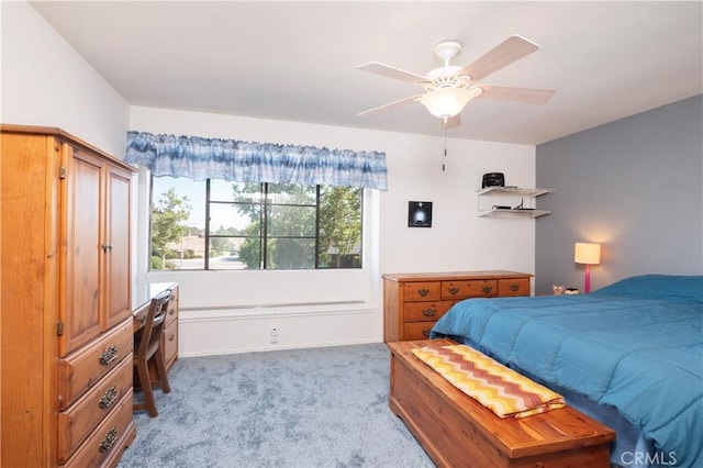 12356 Thistle Dr, Rancho Cucamonga, CA 91739 - bedroom with light colored carpet and ceiling fan