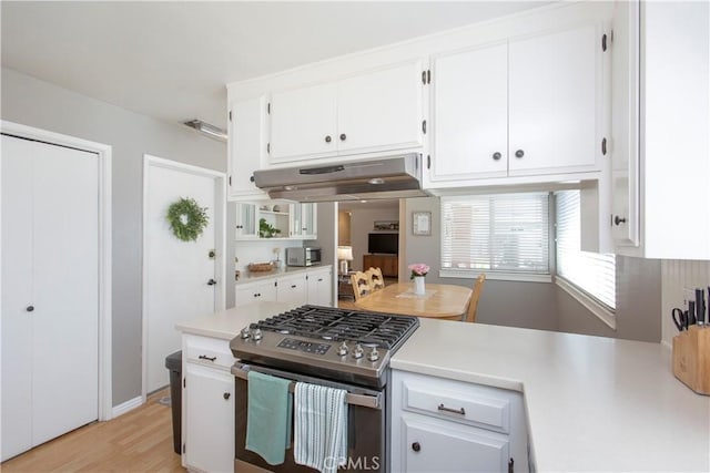 3360 Vanderbilt Ave, Turlock, CA 95382 - kitchen with stainless steel appliances, under cabinet range hood, light countertops, and white cabinets