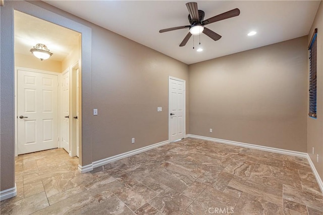 35467 Meadow Park Cir, Wildomar, CA 92595 - spare room with ceiling fan, stone finish flooring, and recessed lighting