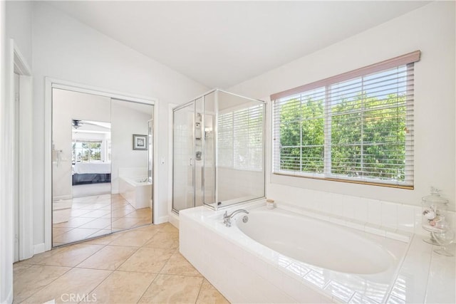 22681 Maplewood, Mission Viejo, CA 92692 - ensuite bathroom featuring a bath, a shower stall, and tile patterned floors