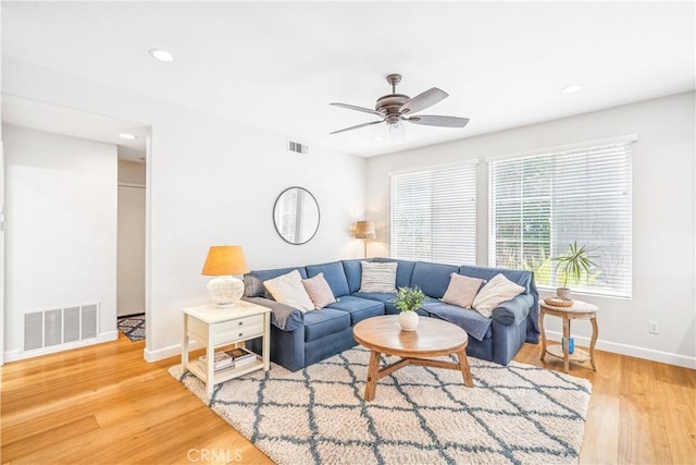 22681 Maplewood, Mission Viejo, CA 92692 - living room with wood finished floors, a ceiling fan, and recessed lighting