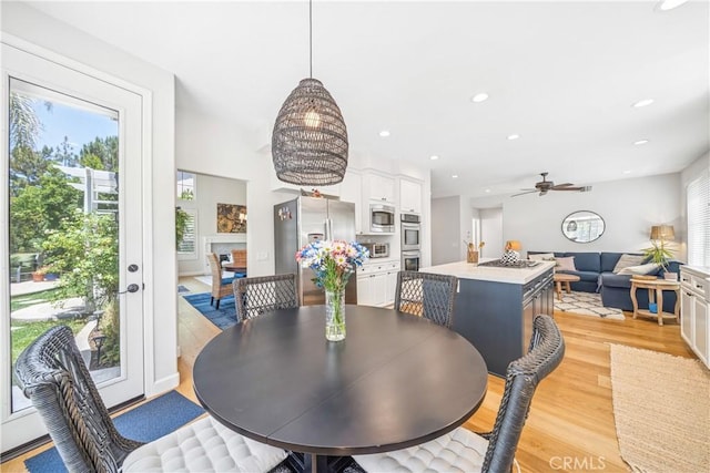 22681 Maplewood, Mission Viejo, CA 92692 - dining room with light wood finished floors, plenty of natural light, ceiling fan, and recessed lighting