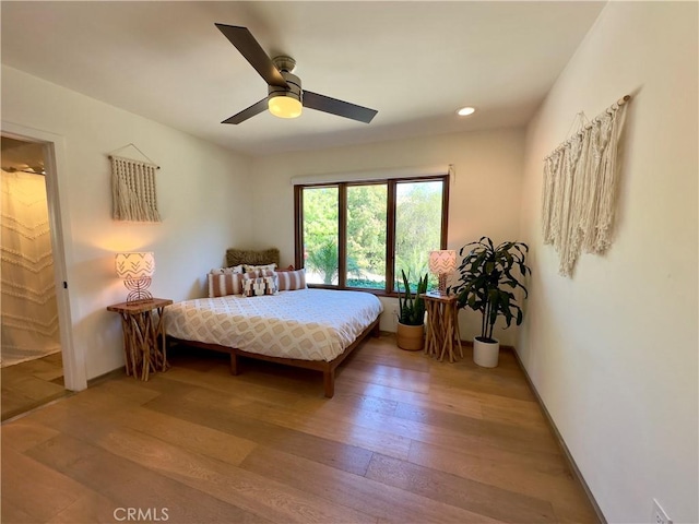 24537 Dry Canyon Cold Creek Rd, Calabasas, CA 91302 - bedroom with wood finished floors, a ceiling fan, and recessed lighting