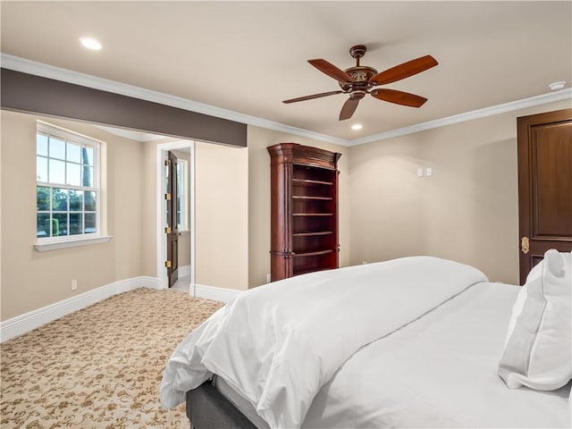 6550 N Blackhawk Ln, Clovis, CA 93619 - bedroom with recessed lighting, crown molding, and ceiling fan