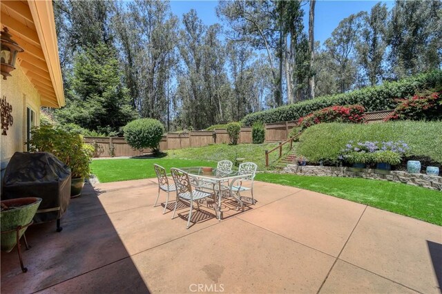 665 Silver Charm Dr, Arroyo Grande, CA 93420 - fenced backyard featuring outdoor dining space, a patio area, and a grill