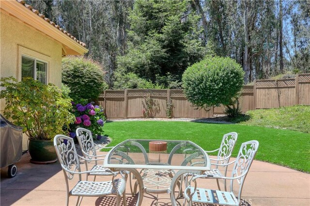 665 Silver Charm Dr, Arroyo Grande, CA 93420 - fenced backyard with outdoor dining area and a patio area