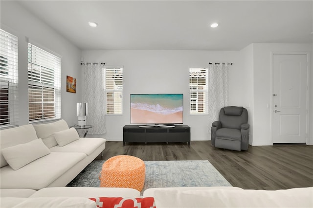 8595 Founders Grove St, Chino, CA 91708 - living area featuring wood finished floors and recessed lighting