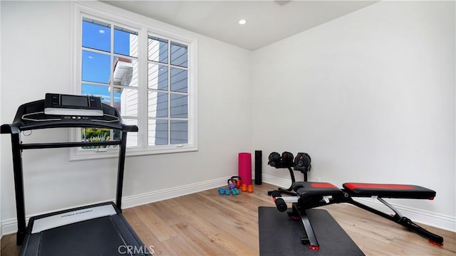 4855 Green Crest Dr, Yorba Linda, CA 92887 - workout area featuring wood finished floors, healthy amount of natural light, and recessed lighting