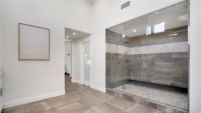 4855 Green Crest Dr, Yorba Linda, CA 92887 - bathroom featuring a stall shower, vanity, and recessed lighting