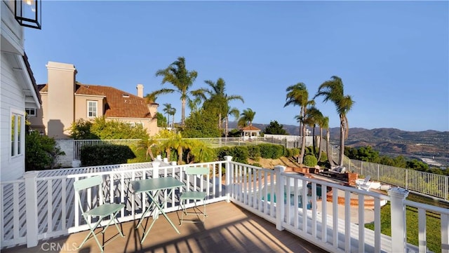 4855 Green Crest Dr, Yorba Linda, CA 92887 - deck with a fenced backyard and a mountain view