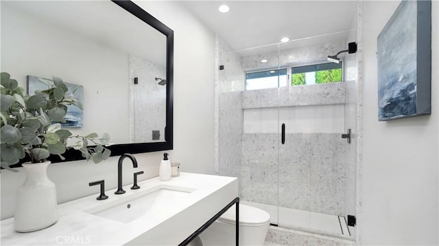4855 Green Crest Dr, Yorba Linda, CA 92887 - full bath with vanity, a shower stall, and recessed lighting