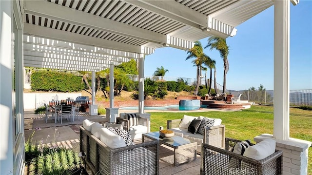 4855 Green Crest Dr, Yorba Linda, CA 92887 - view of patio / terrace featuring a pergola, outdoor lounge area, and outdoor dining area