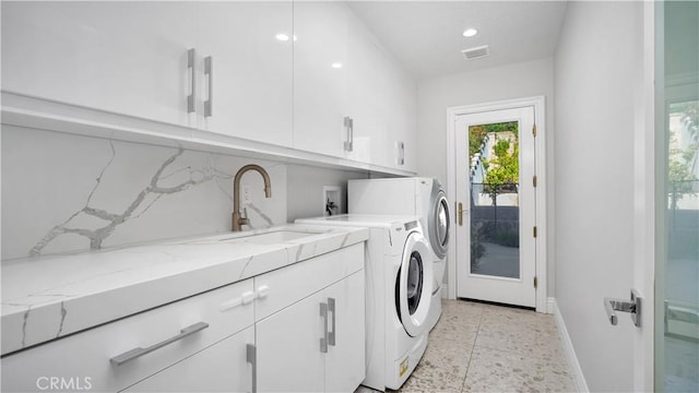 4855 Green Crest Dr, Yorba Linda, CA 92887 - laundry area with cabinet space, separate washer and dryer, and recessed lighting