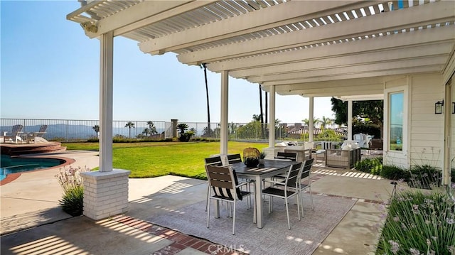 4855 Green Crest Dr, Yorba Linda, CA 92887 - fenced backyard featuring a pergola, a patio, and outdoor dining area