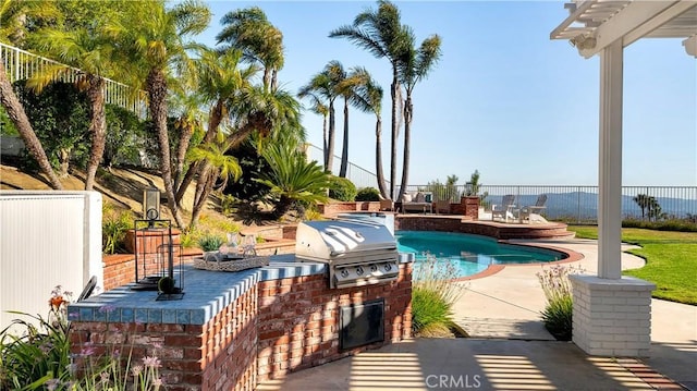 4855 Green Crest Dr, Yorba Linda, CA 92887 - view of pool with area for grilling and a patio area