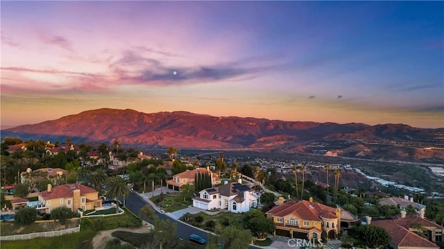 4855 Green Crest Dr, Yorba Linda, CA 92887 - aerial view at dusk of a mountain view and a residential view