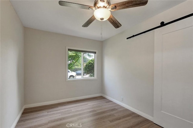 108 Chula St, Monrovia, CA 91016 - spare room featuring a barn door, light wood-style flooring, and ceiling fan