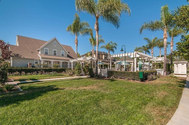 6925 Waters End Dr, Carlsbad, CA 92011 - exterior space with a front lawn and a pergola