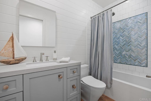 6925 Waters End Dr, Carlsbad, CA 92011 - full bathroom with vanity and shower / bath combo with shower curtain